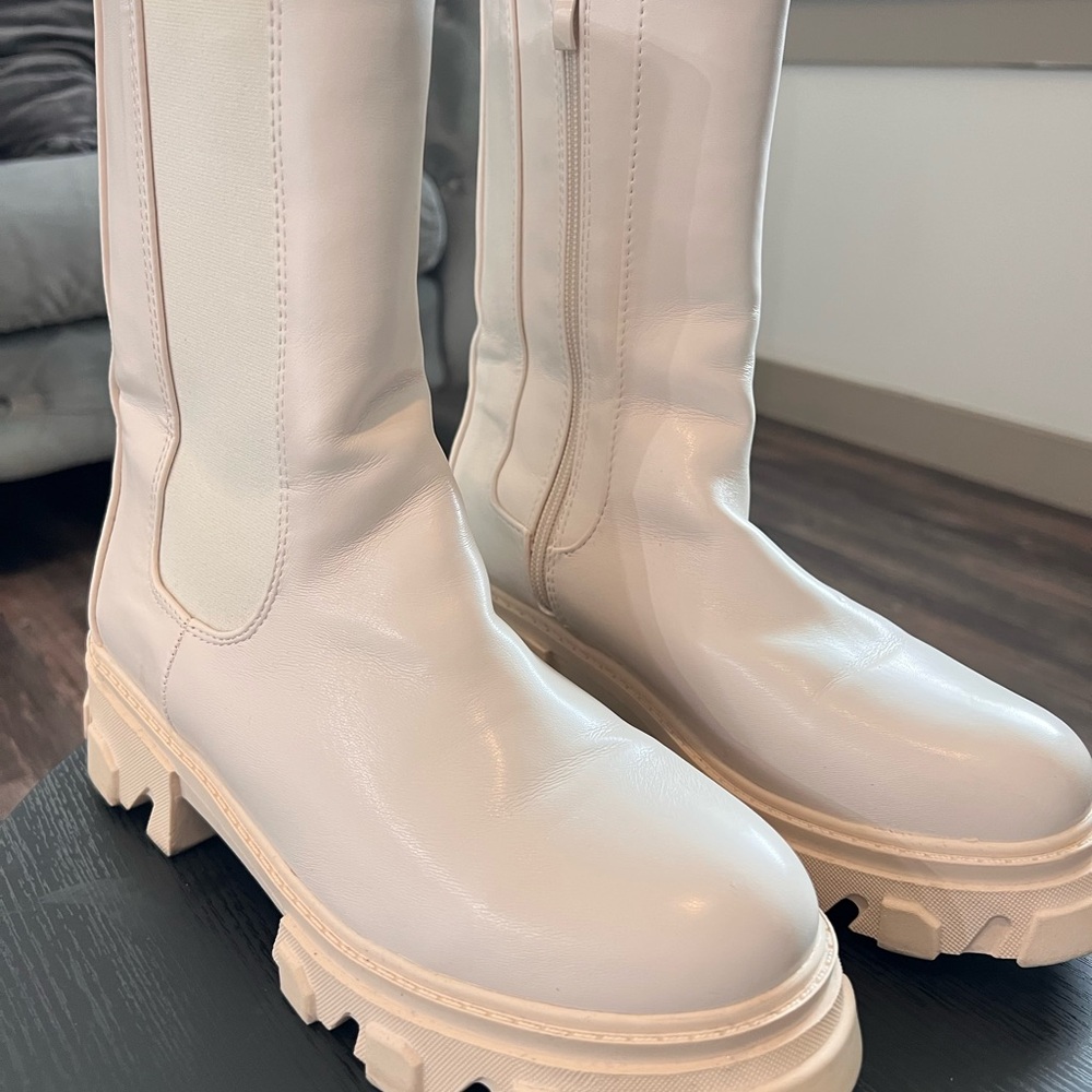 Women's White/Cream Combat Boots